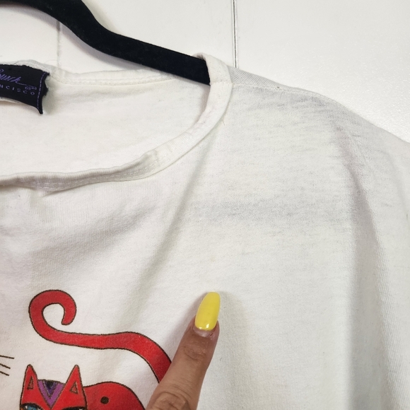 Laurel Burch Fantastic Felines Cats Shirt Vintage 1990s Long Tunic Oversized 90s - Picture 6 of 11